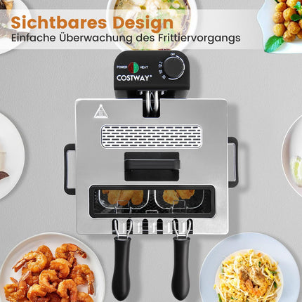 Electric Deep Fryer, 2000W, 5L, 3 Baskets, Adjustable Temp