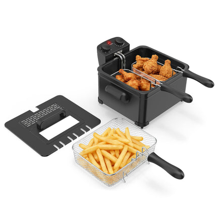 Electric Deep Fryer 5L, 1700W, 3 Baskets, Black