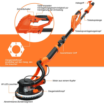 Electric Drywall Sander 750W, 225mm, Dust Extraction