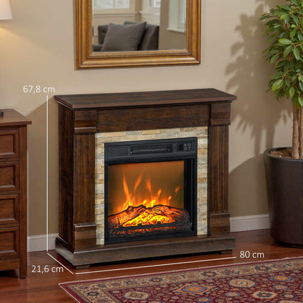 Electric Fireplace 1800 W with Heater and Remote Control, Dark Brown
