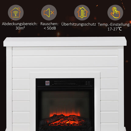 Electric Fireplace, 3D Flame Effect, Timer, Remote, White