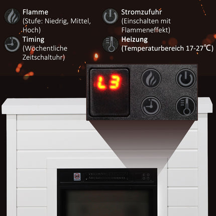 Electric Fireplace, 3D Flame Effect, Timer, Remote, White