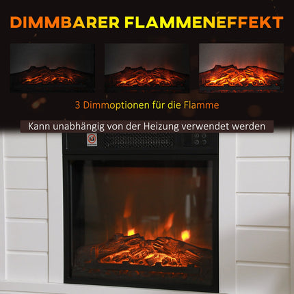 Electric Fireplace, 3D Flame Effect, Timer, Remote, White