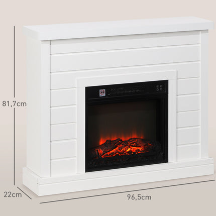 Electric Fireplace, 3D Flame Effect, Timer, Remote, White