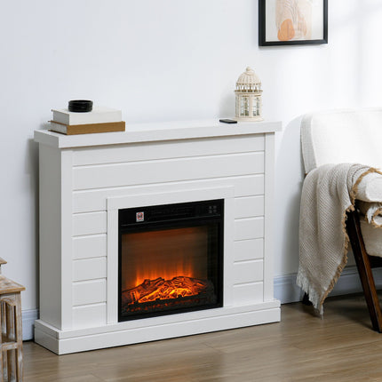 Electric Fireplace, 3D Flame Effect, Timer, Remote, White