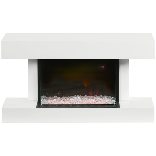 Electric Fireplace, Adjustable Heat, LED Flame, White