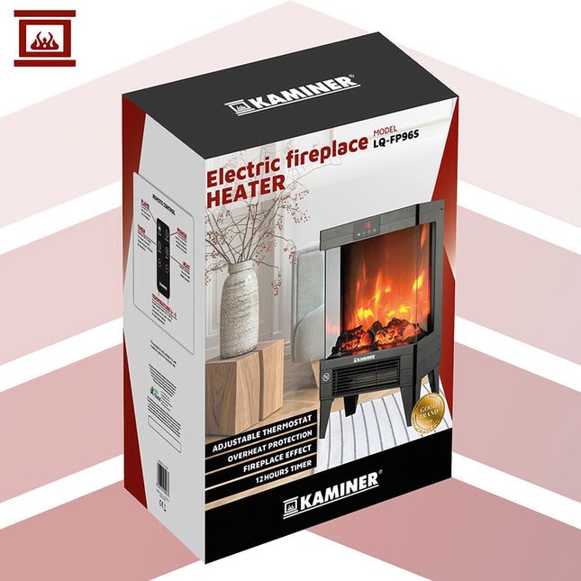 Electric Fireplace Heater, 2000W, Flame Effect, Remote Control