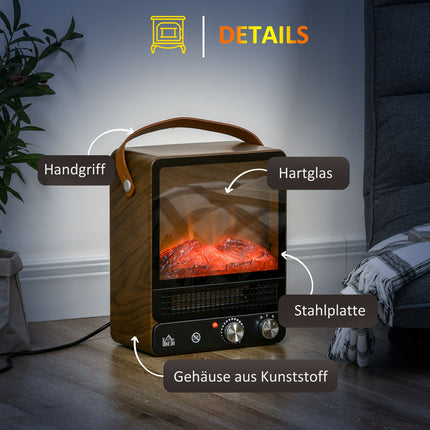 Electric stove 750/1500W, Flame effect, Low noise