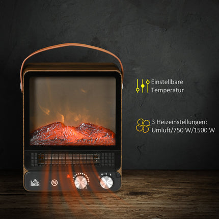 Electric stove 750/1500W, Flame effect, Low noise