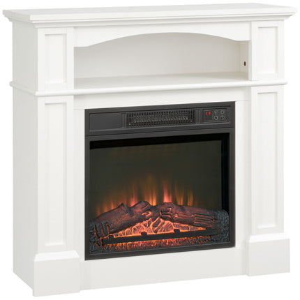 Electric Fireplace with 3D LED Flame, Remote, White/Black