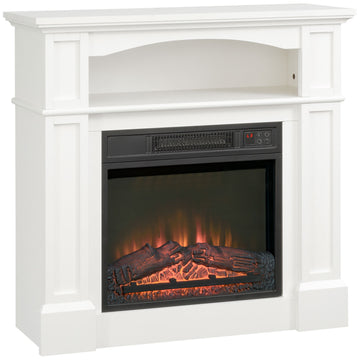 Electric Fireplace with 3D LED Flame, Remote, White/Black