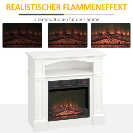 Electric Fireplace with 3D LED Flame, Remote, White/Black