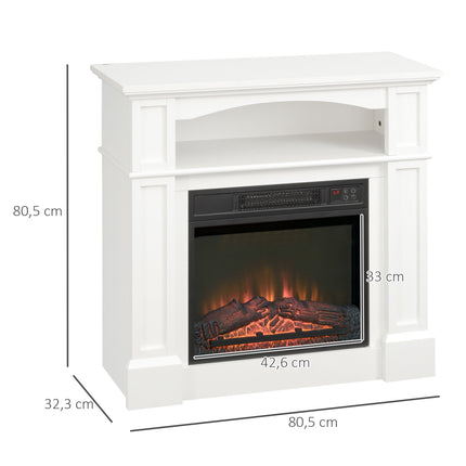 Electric Fireplace with 3D LED Flame, Remote, White/Black