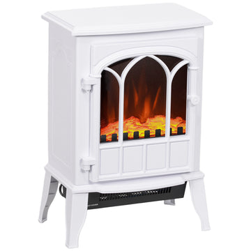Electric Fireplace with LED Flame Effect, 1000/2000W, White