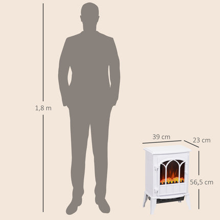 Electric Fireplace with LED Flame Effect, 1000/2000W, White