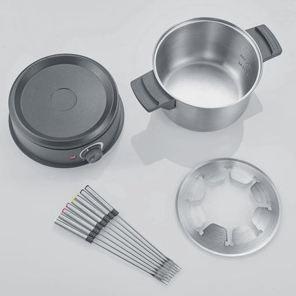 Electric Fondue Pot, Stainless Steel, 8 Forks, 1.4L Capacity