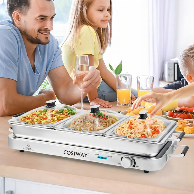 Electric Food Warmer, 3 Trays, 9L, 450W, Temp Control