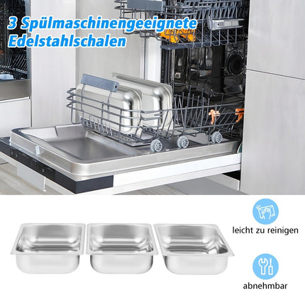 Electric Food Warmer, 3 Trays, 9L, 450W, Temp Control