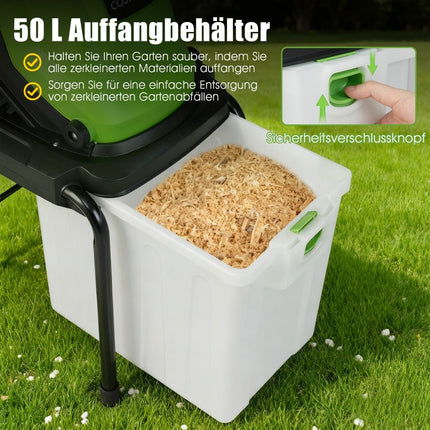 Electric Garden Shredder, 3000W, 50L Bin, 45mm Cut Diameter