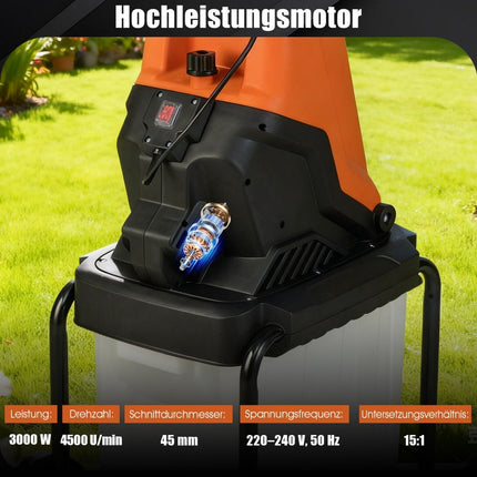Electric Garden Shredder, 3000W, 50L Collection Bin