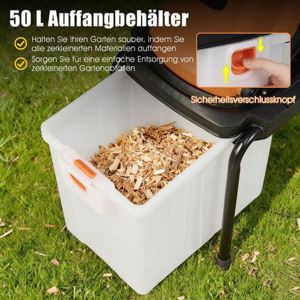 Electric Garden Shredder, 3000W, 50L Collection Bin