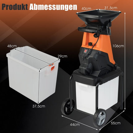 Electric Garden Shredder, 3000W, 50L Collection Bin