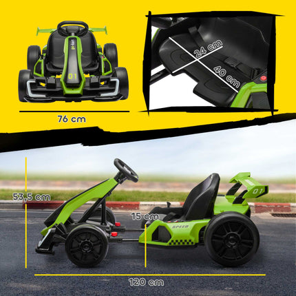 Electric Go-Kart for Kids, 24V, Drift Mode, Adjustable Seat