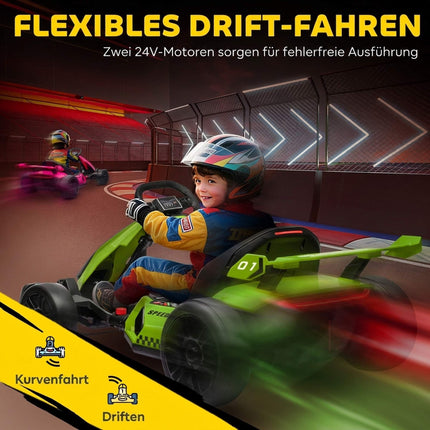 Electric Go-Kart for Kids, 24V, Drift Mode, Adjustable Seat