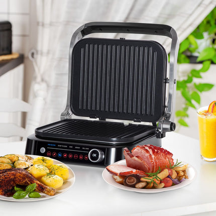 Electric contact grill, 2100W, foldable, 8 cooking modes