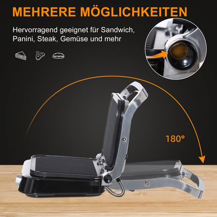 Electric contact grill, 2100W, foldable, 8 cooking modes