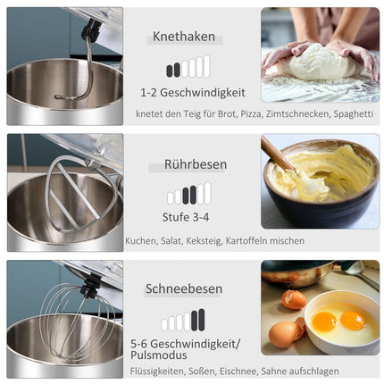 Electric hand mixer with stand, 5.5L bowl, 1200W, 6 speeds