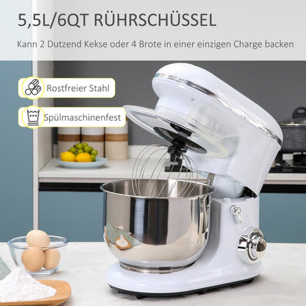 Electric hand mixer with stand, 5.5L bowl, 1200W, 6 speeds