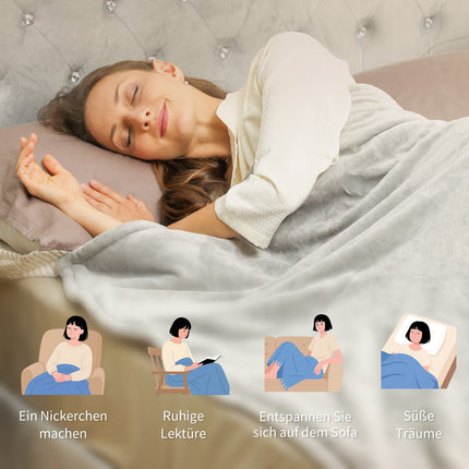 Electric Heated Blanket 180x130 cm, 10 Heat Levels, Timer