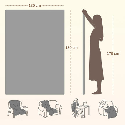 Electric Heated Blanket 180x130 cm, 10 Heat Levels, Timer