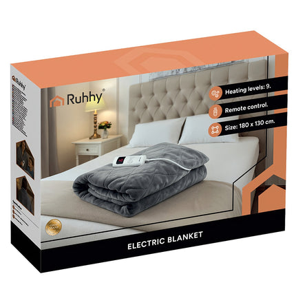 Electric Heated Blanket Mat, 180x130cm, 6 Modes, Remote