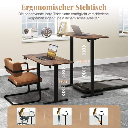 Electric Height-Adjustable Desk, 120 x 60 cm, Rustic Brown