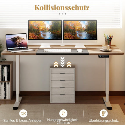 Electric Height Adjustable Desk, 140x70 cm, Beige