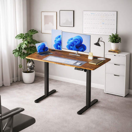 Electric Height Adjustable Desk – Wood-Effect Top, Memory