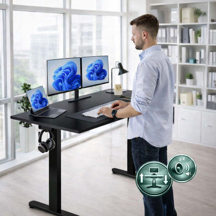 Electric Height-Adjustable Desk – Wood-Effect Top, Memory