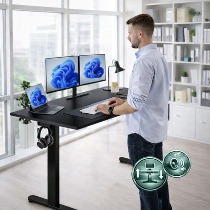Electric Height-Adjustable Desk – Wood-Effect Top, Memory