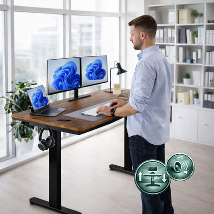 Electric Height Adjustable Desk – Wood-Effect Top, Memory