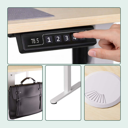 Electric Height-Adjustable Desk, Wood Look, 120x60 cm