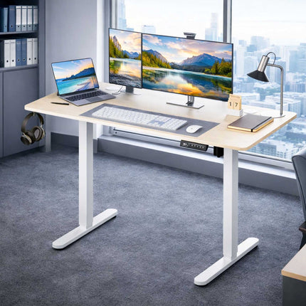 Electric Height-Adjustable Desk, Wood Look, 120x60 cm