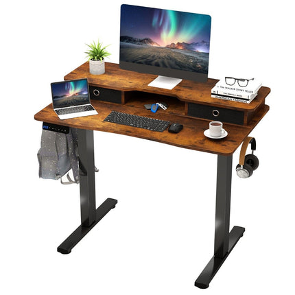 Electric Height Adjustable Desk with Monitor Stand, 100x60 cm