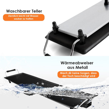 Electric Indoor Grill Plate, 1800W, Adjustable Temp, 90x23 cm