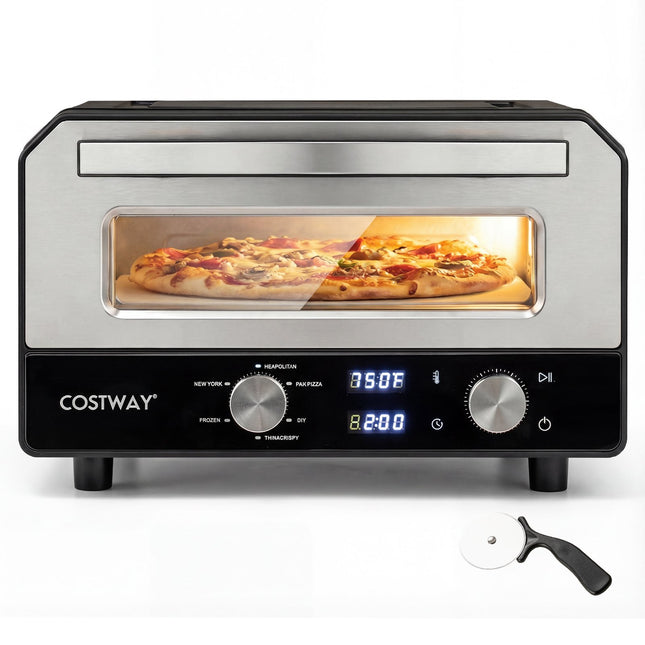 Electric Indoor Pizza Oven, 30cm, 6 Presets, Black