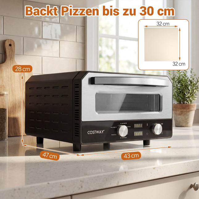 Electric Indoor Pizza Oven, 30cm, 6 Presets, Black