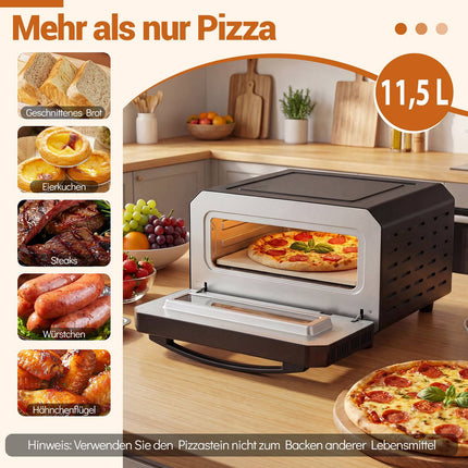 Electric Indoor Pizza Oven, 30cm, 6 Presets, Black