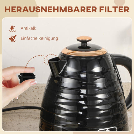Electric Kettle 1.7L, 2200W, Fast Boil with Removable Filter
