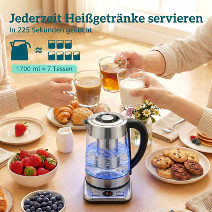 Electric Kettle 1.7L, 2200W, Glass, Strix Thermostat, Tea Infuser